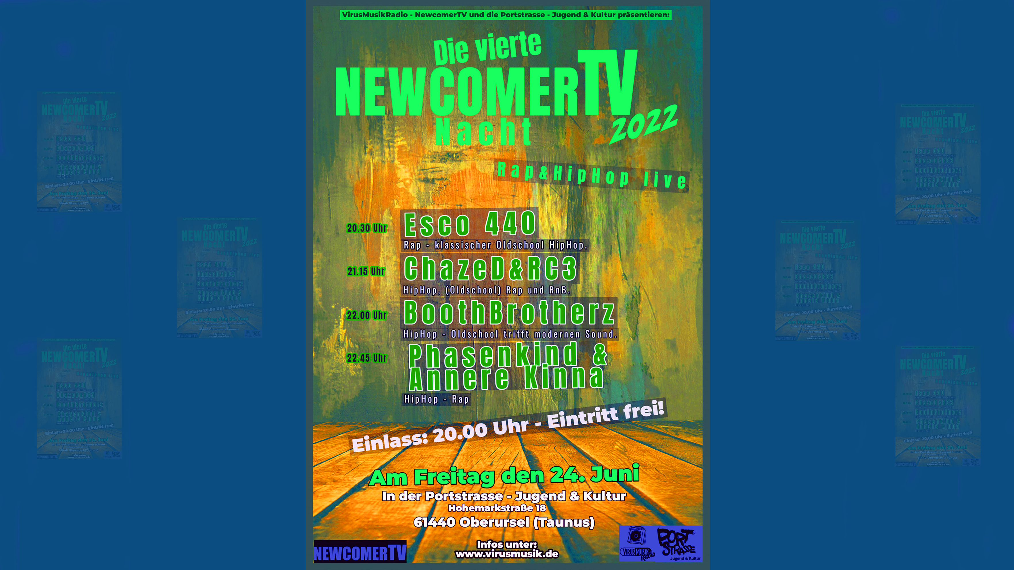 Die vierte NewcomerTV Nacht 2022 in der Portstrasse Jugend & Kultur. Rap & HipHop live!